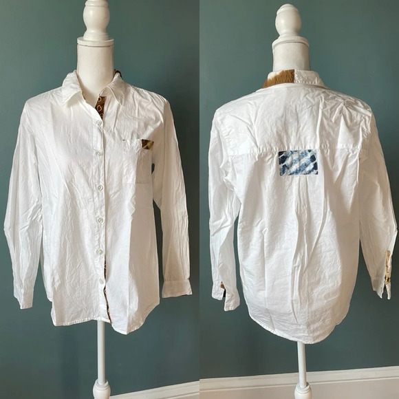 Chicos Cotton Button Down Shirt size 1 medium dyed - Picture 1 of 5